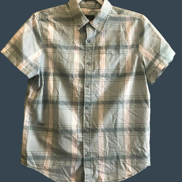 Prana Button Down Short Sleeve Sz S Plaid Shirts Set of 2 Pocket Casual Street W - Picture 6 of 9